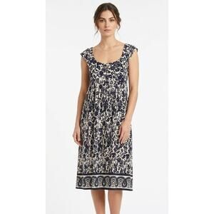 DONNA MORGAN Women's Midi Dress Large Polyester Spandex Black White Boho